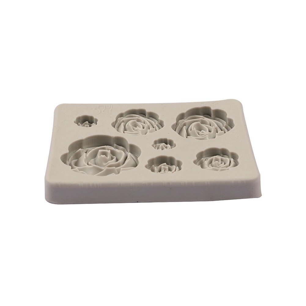 Rose Flower Silicone Baking Mold DIY Fondant Cake Chocolate Decorating Tool: Grey White