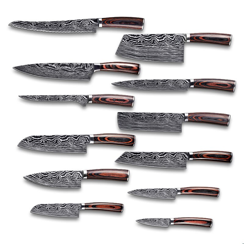 1806D1 8'' küche Messer-Set Utility kochmesser Sharp 5'' Cleaver Santoku Brot Messer Sharp küche werkzeuge