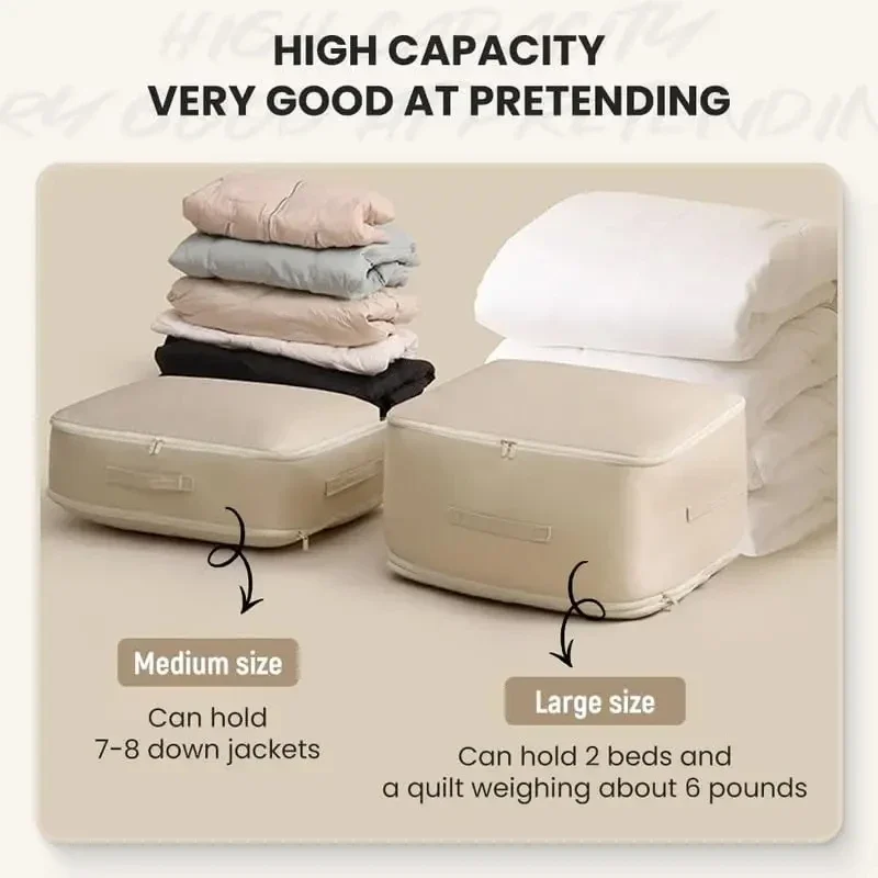 Sac de rangement à Compression anti-poussière, sac de rangement de grande capacité, résistant à l'humidité pour vêtements, couette, sac mobile, organisateur d'auto-Compression