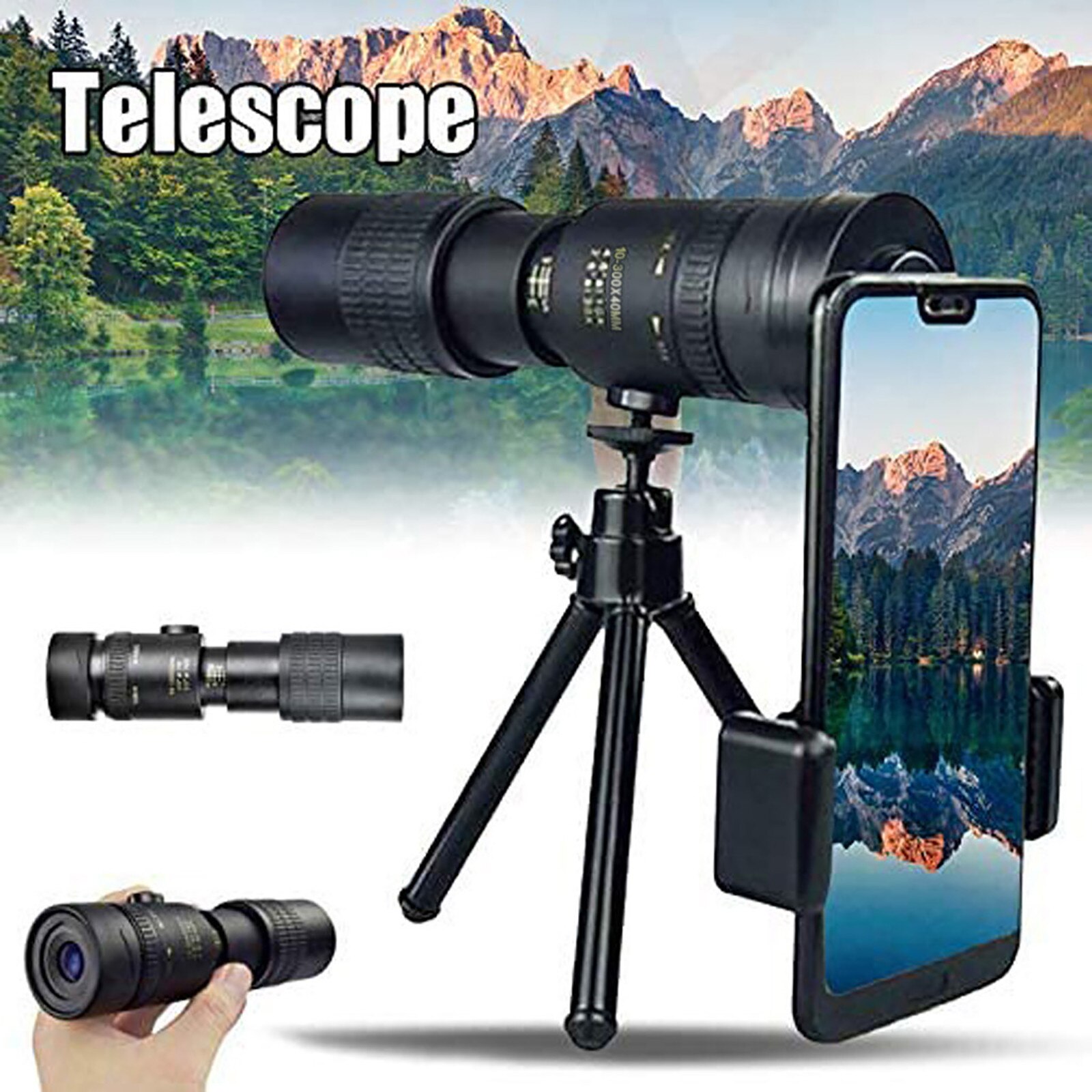 4K 10-300x40mm Super Tele Monoculaire Telescoop Zoom Monoculaire Verrekijker Pocket Telescoop Voor Smartphone Nemen Foto