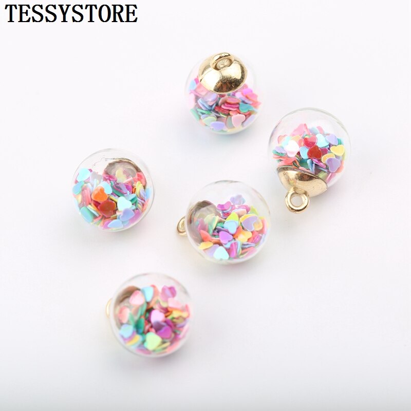 16 millimetri Palla Di Vetro Trasparente Piccolo Ciondolo Con Piccolo Cuore Amoroso All'interno del Pendente Per Monili Che Fanno Della Collana Accessori