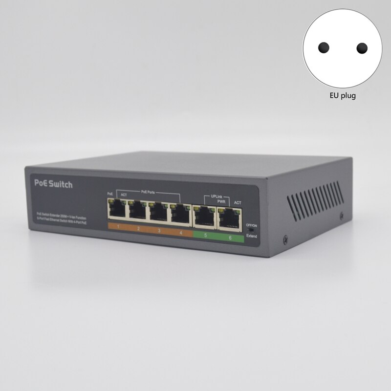 PSE604EX V2.0 Standaard 48V 4 + 2 Port Smart Poe Switch Poe Camera Poe Switch Netwerk Voor Cctv (eu Plug)