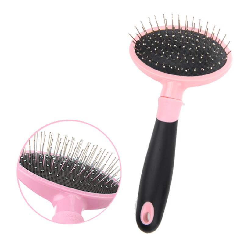 Hoopet Hond Kat Kam Shedding Tool Borstel Kam Rake Pet Fur Grooming Quick Clean Kort Haar: Pink 3