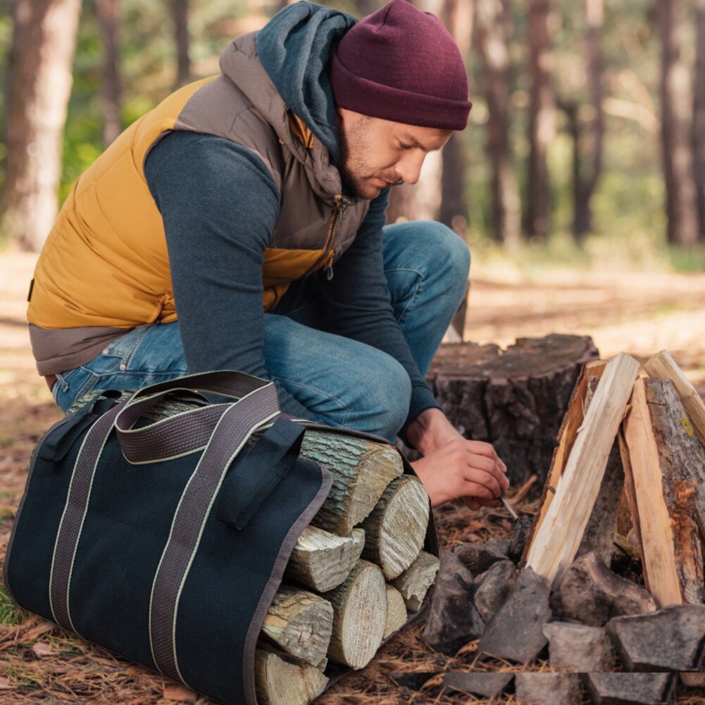 Camping Picknick Outdoor Brandhout Bag Canvas Brandhout Wedstrijd Carrier Opslag Tote Log Opslag Pakket