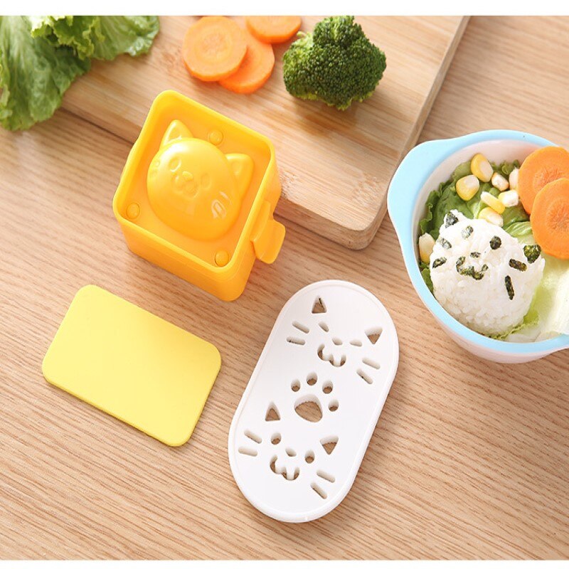 1Pcsreative Triangle Sushi Cake Type Rice Ball Bento Pressing Rectangular Mold Pastry Mold Box Multi-layer Sushi Tool DIY Square: Red