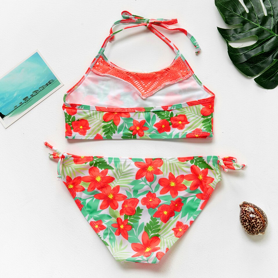 5~14Year Teenager Girls Swimwear Two pieces Girls Swimwear Lace style Children Swimwear Kid Girls Bikini set Beach wear