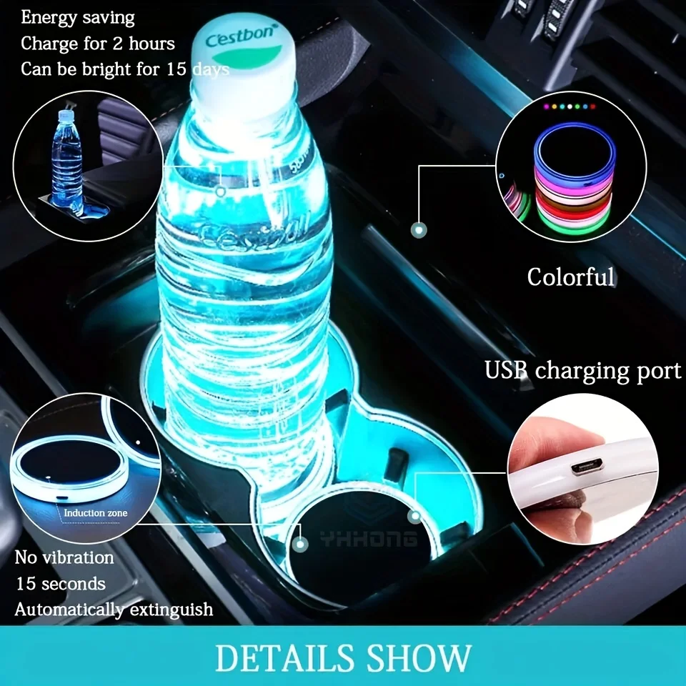 Auto führte leuchtende Untersetzer Auto Innen becher Halfter USB-Ladepad wasserdichte Untersetzer Auto Atmosphäbetreffend Licht Autozubehör