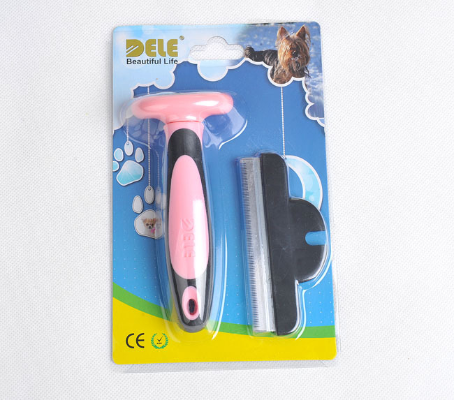 Kattekat grooming pelsdyr kam til katte dyr hårfjerner børste rustfrit stål en nøgle ren til kattetrimmer hund kamforsyning: Lyserød / L 10.5cm x 14cm