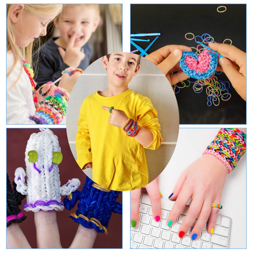 3x Cajas de Gomas elasticas para Hacer Pulseras Gomitas Bandas de Silicona de Colores Looms Band para Manualidades para Niños