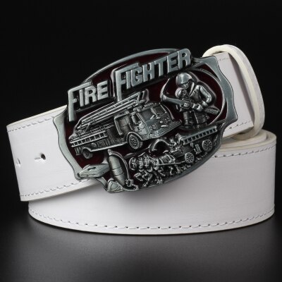 Cool men's belt firefighter profession fire truck buckle fire dept badge fire brigade sign firemen belt fire fighter volunteer: 6