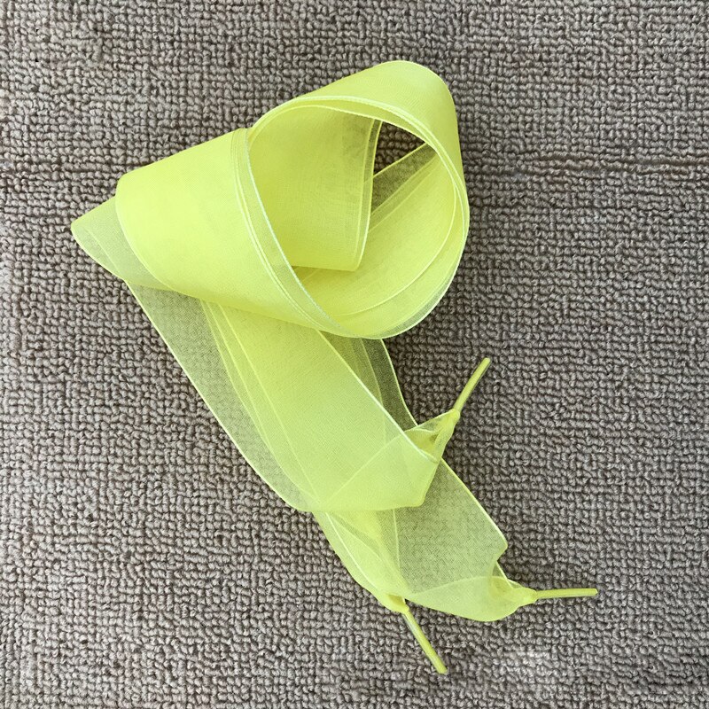1 Paar 110Cm Mode Shoestrings Vrouwen Schoenveters Platte Zijde Satijn Lint Veters Sneakers Sport Schoenen Kant Boog: YELLOW