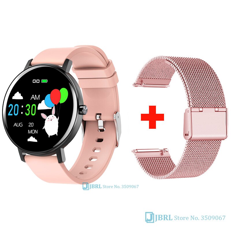 Rundt digitalt ur mænd sport kvinder ure elektronisk led herre armbåndsur til mænd kvinder ur kvindeligt dame armbåndsur timer: Pink tilføjelsesrem 2