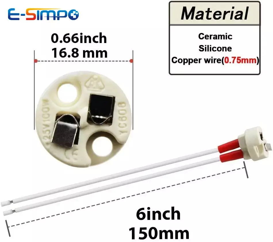 Base bi-pin G4 G6.35 GY6.35 GX5.3 MR16 GZ4 MR11 GU5.3 G5.3 M10 0.75mm, douille Led à incandescence halogène, support de lampe en céramique, 5 pièces