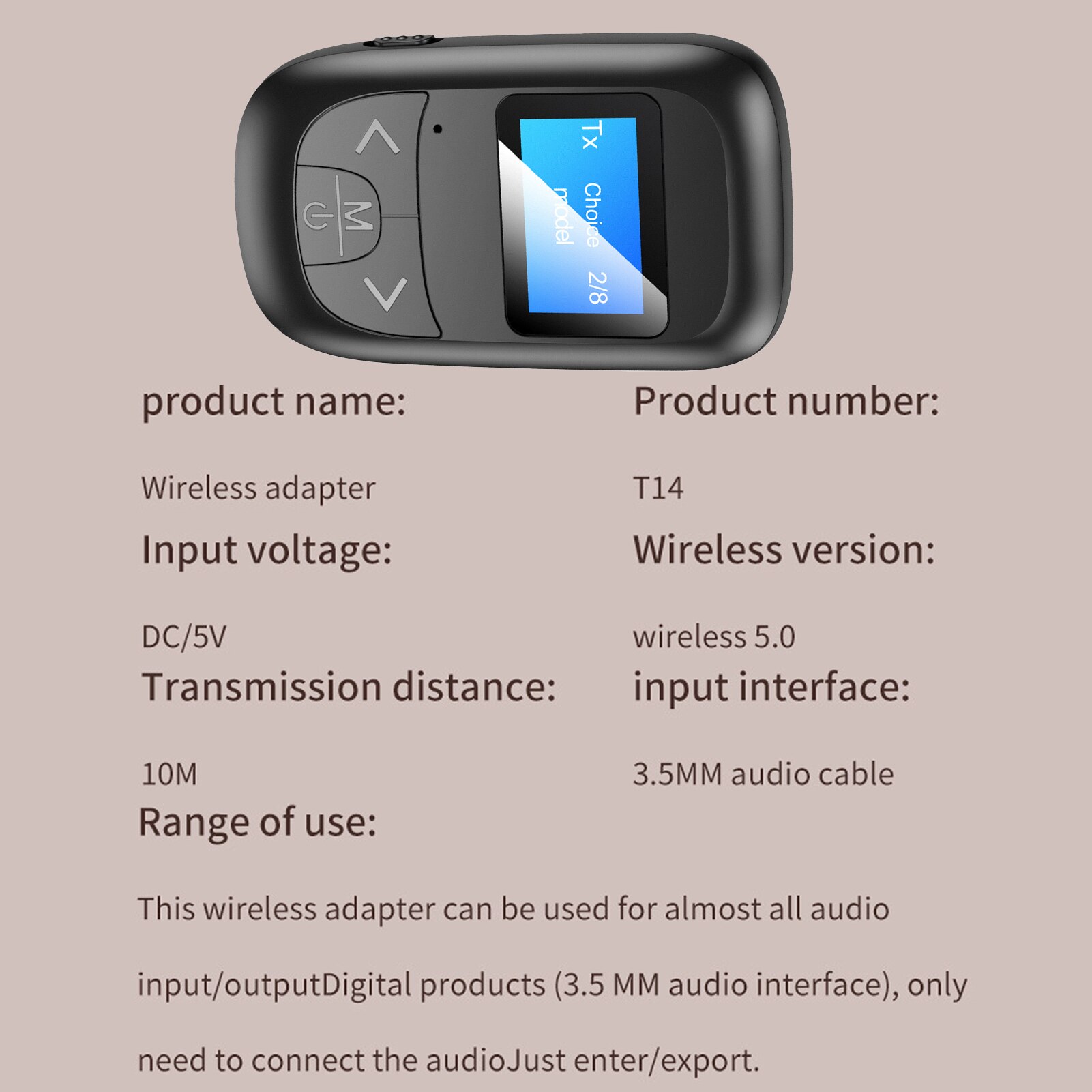 Bluetooth 5.0 Adapter LED Screen Wireless Audio Blue Tooth Transmitter Receiver for PC TV Car 3.5mm AUX Music Sender Adapter