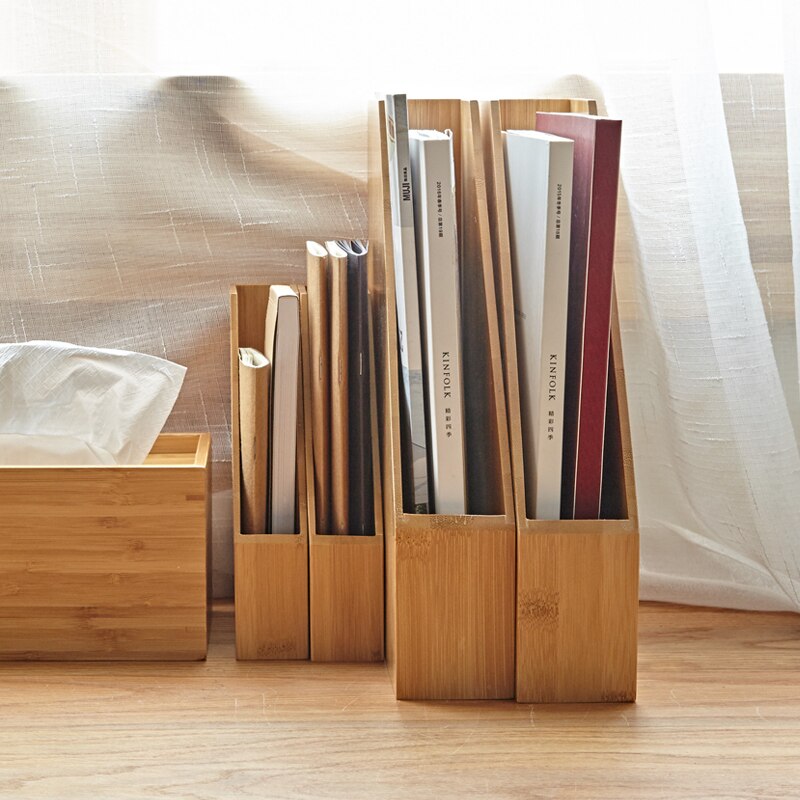 Bamboo File Rack Japan Style Desk Organizer for Books/Magazines A4/A5 Paper Stand Holder Eco Natural Wood Storage Box