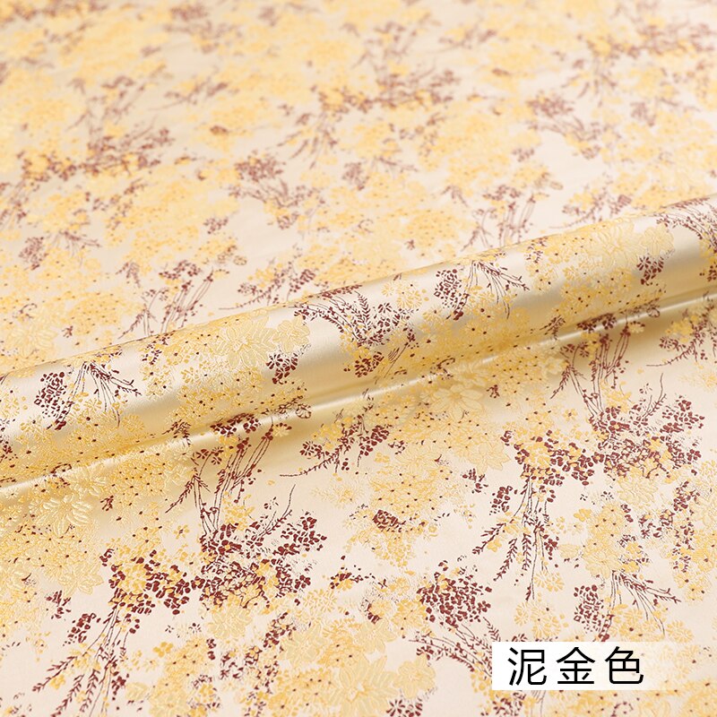 Brokaat Satijn Stof Mooie Jurk Stof Materiaal Voor Maken Cheongsam En Kimono: Mud gold