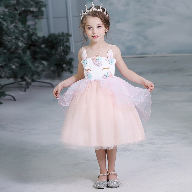 Flickor enhörning tutu klänning sommar barn prinsessa vestido flickor födelsedagsfest klänning barn sommar klänningar 3-8y barn kläder