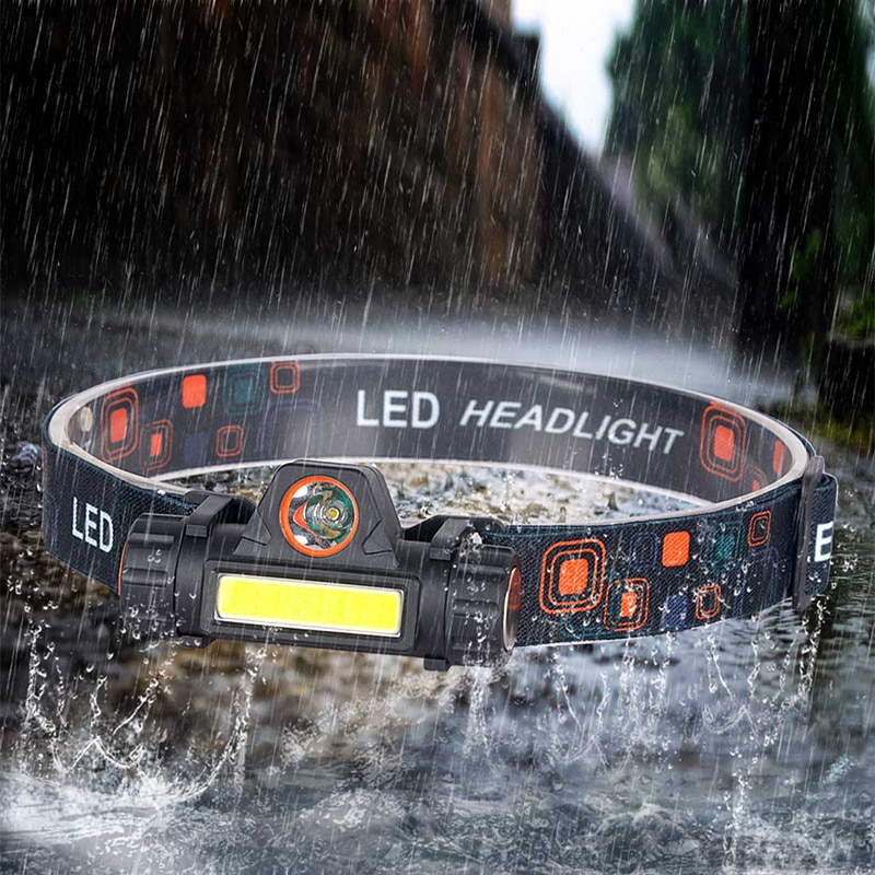 Sensor LED headlamp XP-G Q5 built-in 18650 battery headlight COB light 2 light mode with magnet Waterproof head lamp flashlight