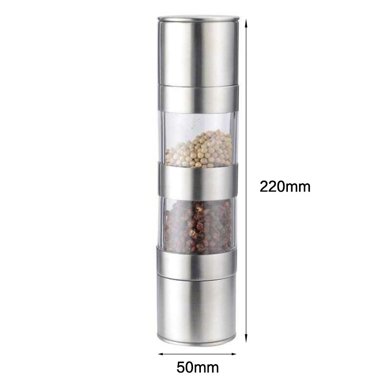 Moulin à poivre en acier inoxydable, en verre, pour sel de mer, clou de girofle, pot d'assaisonnement de cuisine, sel et poivre: D