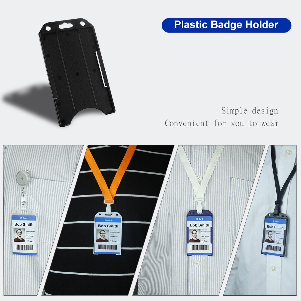 Bestom 2pcs Vertical ID Card Case Bus Pass Cover Single-sided Card Protector School Card Holder Office Supplies