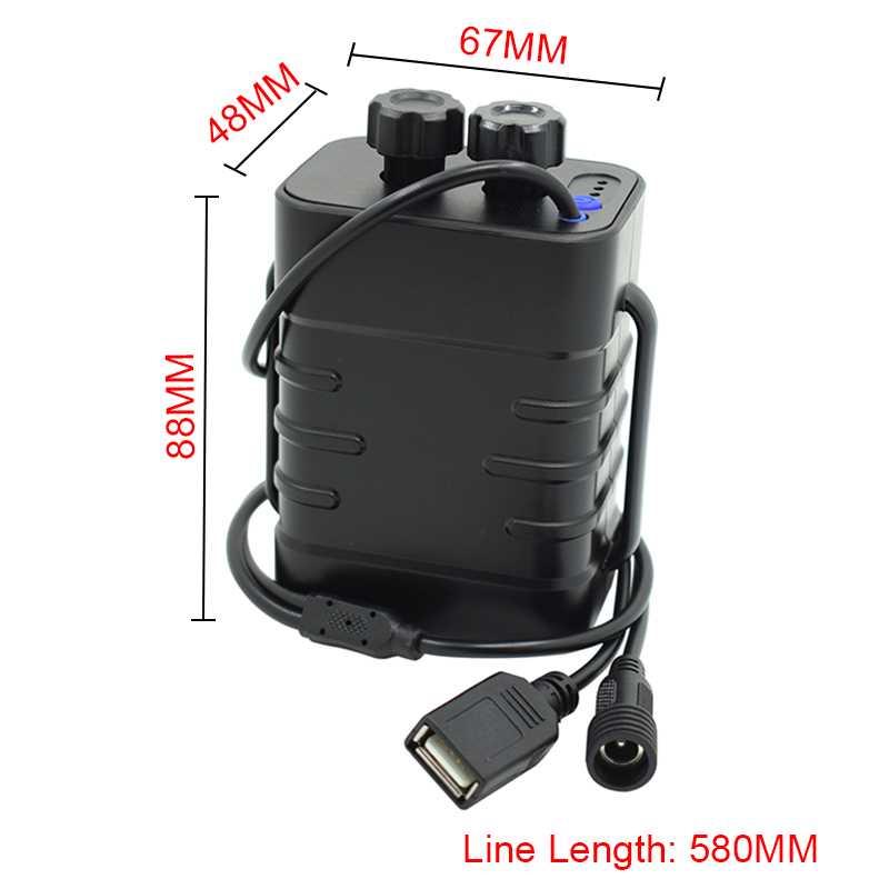 WasaFire 18650 Battery Pack Case Waterproof 8.4V USB DC Charging 6*18650 Battery Power Bank Box for Led Bike Light Bicycle Light