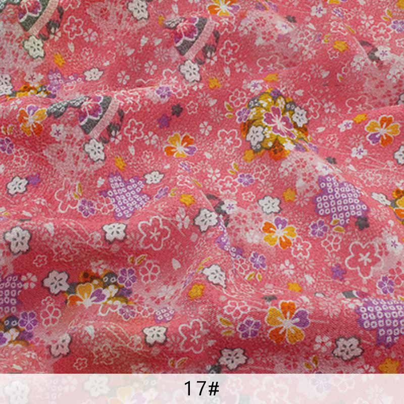 Japansk blomstret stof polyester rynkestof til kvinders hårtilbehør 4*4cm/ stk 10 stk/parti  p65: 17