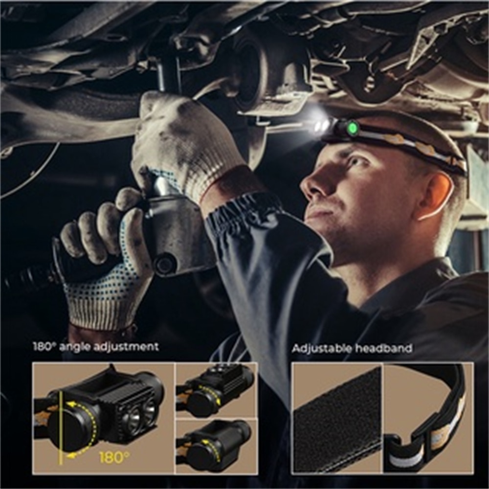 D25LR LED 90 High CRI Rechargeable Headlamp Powerful Lightweight Head Flashlight with Bright White Light 660nm Deep Red Torch