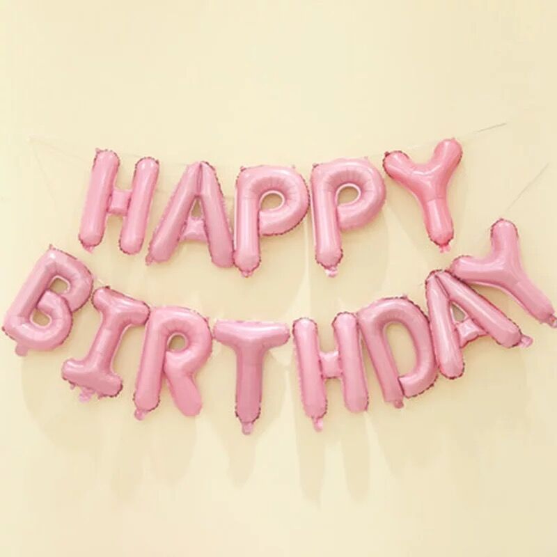 Ballons bannière pour anniversaire | Lettres joyeux anniversaire, ballons suspendus, fournitures de décoration pour anniversaire: Pink