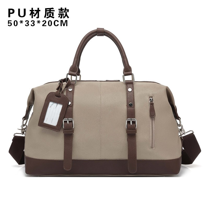 Canvas Reistas Mannen Levert Bagage Reizen Fitness Camera Tas Grote Capaciteit Tote Bag: PU Khaki