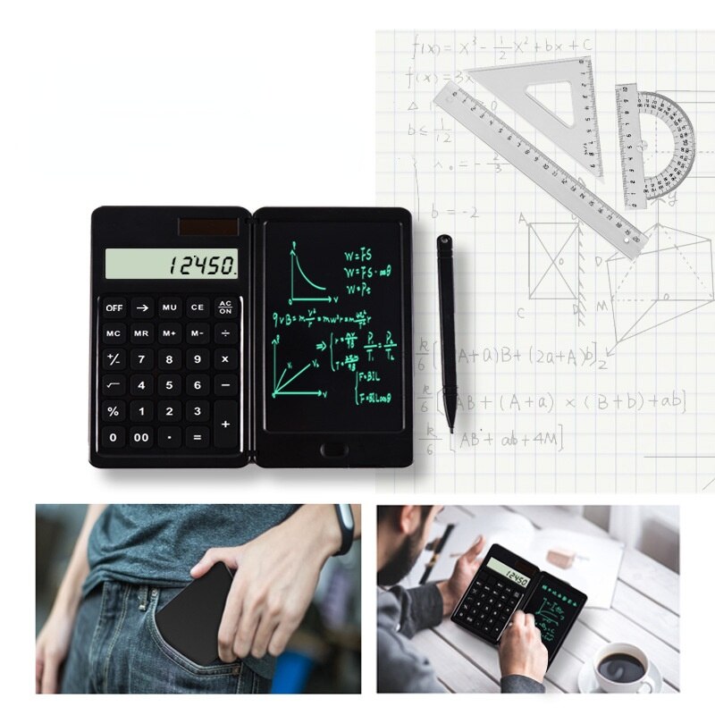 Student Solar Calculator Writing Tablet Portable Smart LCD Graphics Handwriting Pad Board Drawing Tablet
