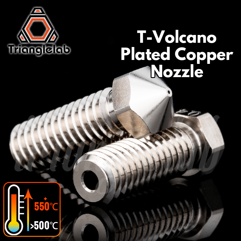 Ugello in rame placcato t-vulcano Trianglelab durevole filetto M6 antiaderente ad alte prestazioni per stampanti 3D per Hotend vulcano E3D