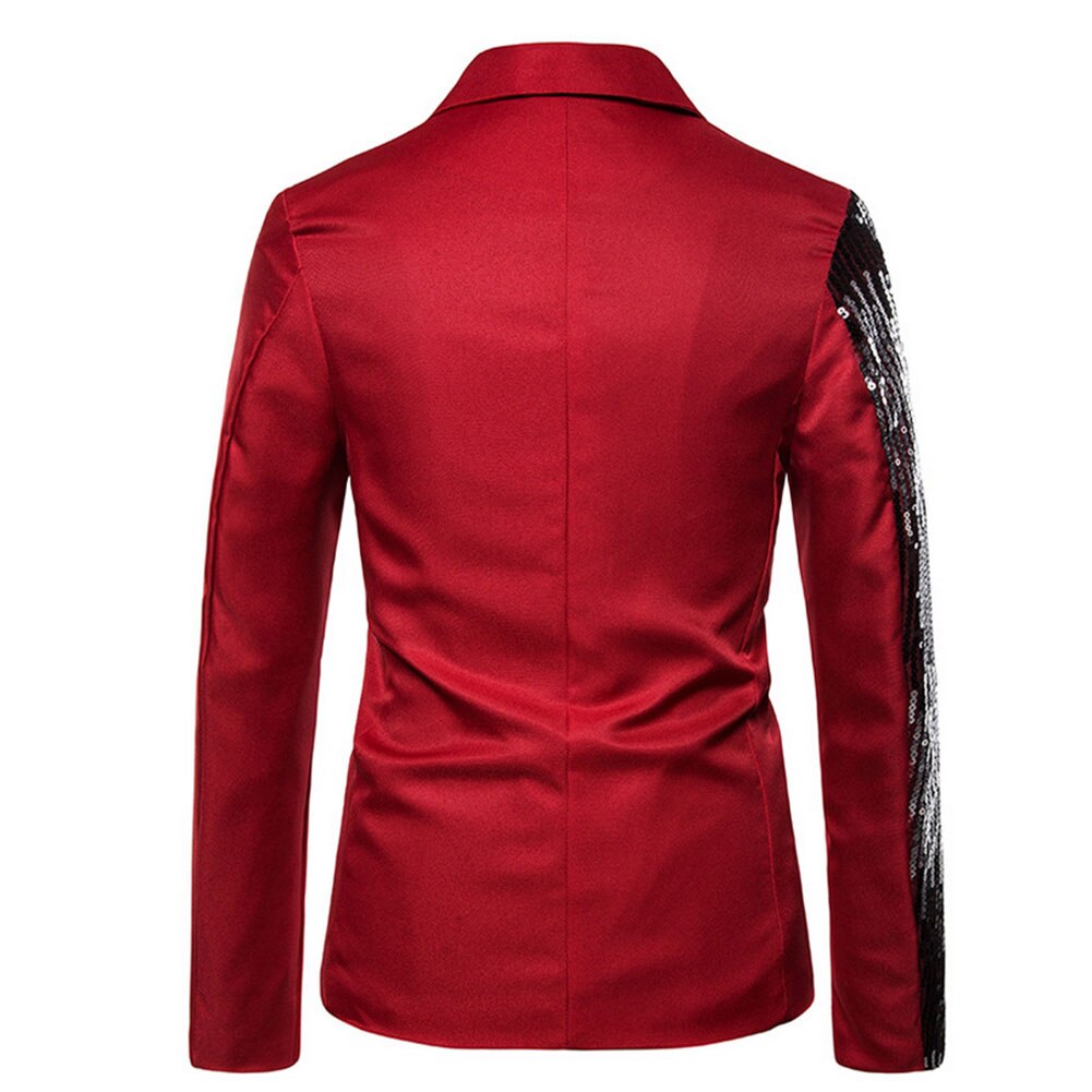 Mannen Sequin Blazer Jas Mode Een Knop Piekte Revers Party Diner Trouwjurk Jasje 2XL