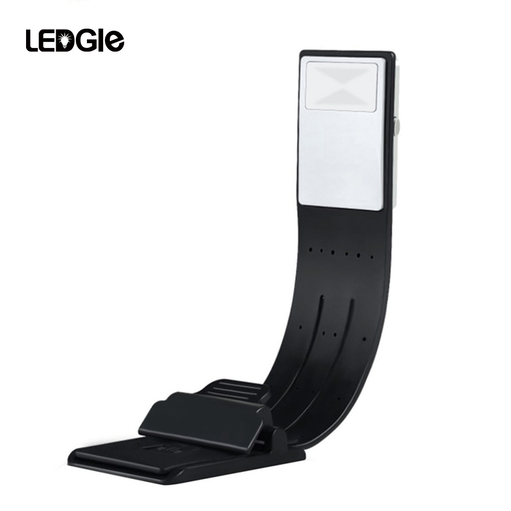 LEDGLE Oplaadbare Leeslamp Compact Boek Licht Flexibele LED Light Clip-on LED Lamp voor Kindle en Boek 4 modi Black