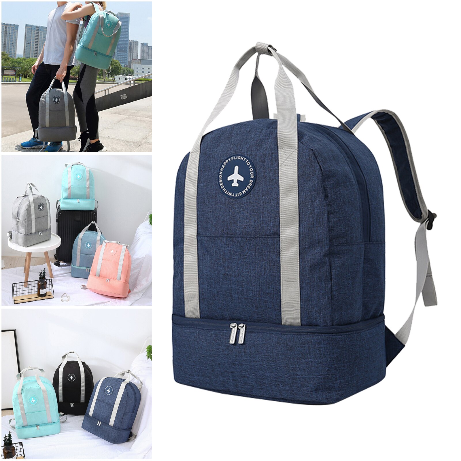 Travel Backpack, Waterproof Work Bag Lightweight Laptop Bag, Business Water Resistant Travel Rucksack with Shoes Compartment: Navy Blue