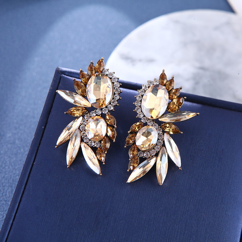 Ztech Luxury Big Champagne Rhinestone Series Vintage Earrings For Women Gilrs Statement Trend Boho Jewelry Brincos Pendientes: 8