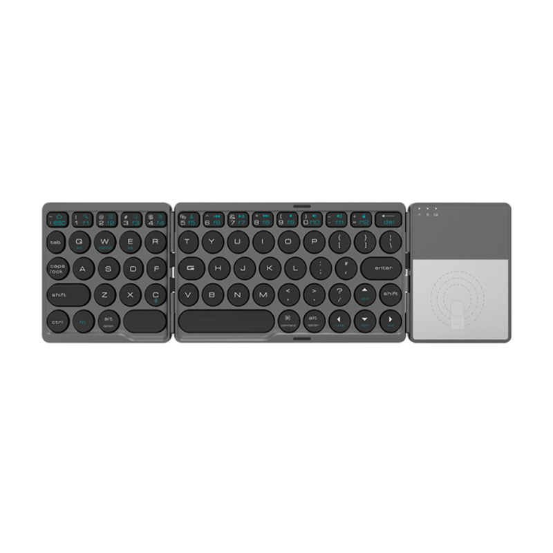 Teclados plegables inalámbricos con panel táctil, teclado Bluetooth para IOS, Android, Windows, ipad, teléfono, tableta, Mini Botón multifunción: Black
