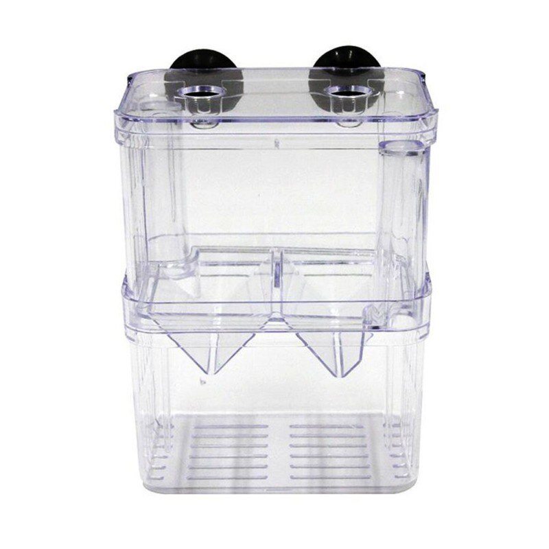 Aquarium Fish Breeding Box Pet Fish Tank Guppy Double Breeding Breeder Rearing Hatchery Splits Fish Tank Turtle Reptile House: L