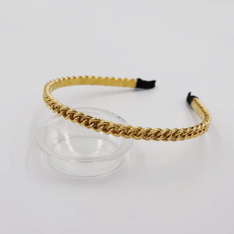 Goud Zilver Metalen Ketting Hoofdbanden Voor Vrouwen Legering Punk Stlye Haarbanden Mode Hoofd Wrap Dun Haar Hoepel Dagelijkse Haar Accessoires
