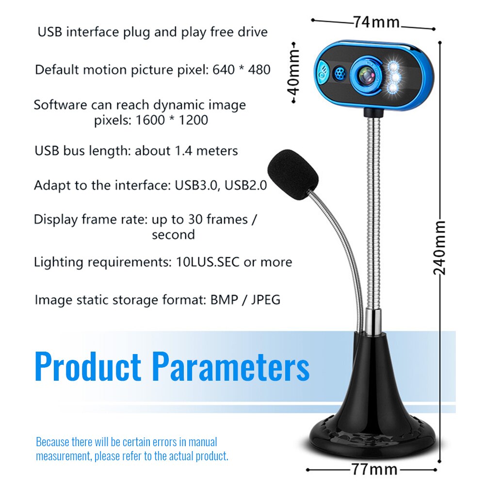 Usb ウェブカメラ 1080 1080p 回転可能な hd web カメラ 4 led ライト web カム内蔵マイクコンピュータ pc のラップトップオンライン授業