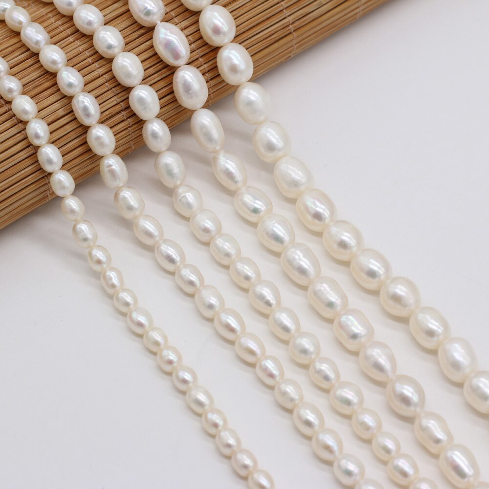 Natural Freshwater Pearl White Pink Purple Rice Shape Beads for Jewelry Making DIY Bracelet Necklace /5/6/8/9/10 MM