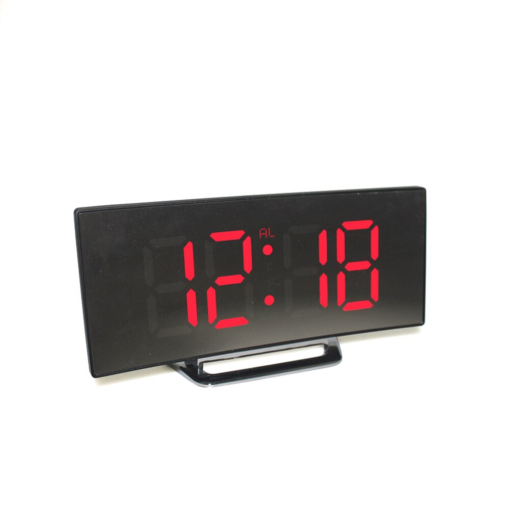 Digital Alarm Clock, 7 Inch Curved Dimmable LED Sn Digital Clock for Kids Bedroom, Green Large Number Clock, Lightweight: Red