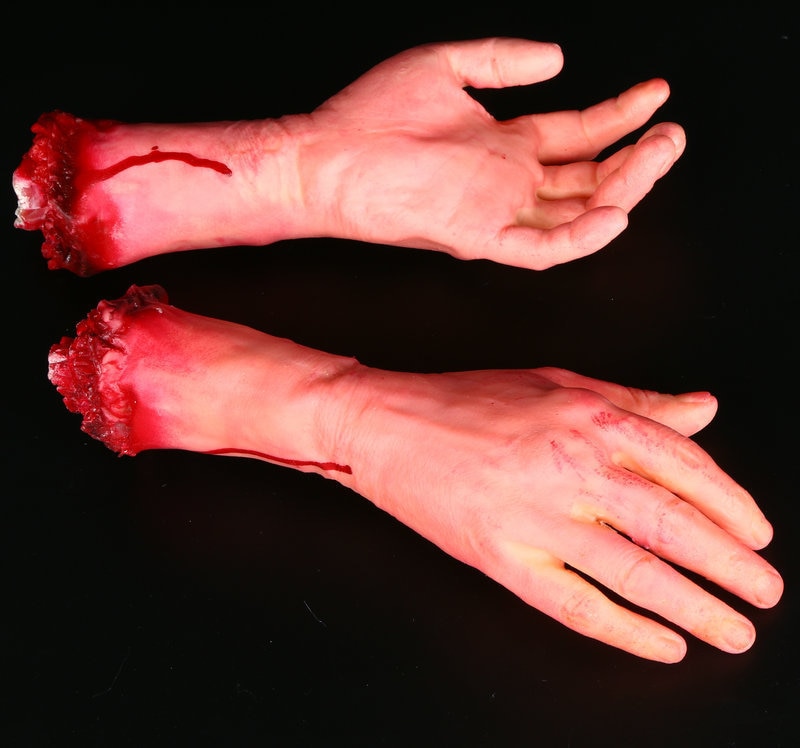 Human Arm Hand Bloody Dead Body Parts Haunted House Halloween Prop Right AR Toy