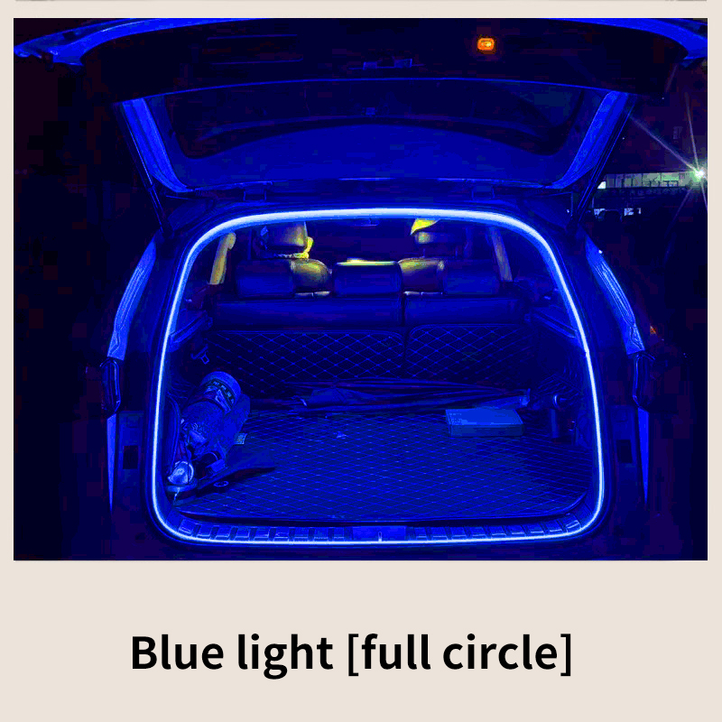 Iluminación de maletero de alto brillo para coche, luz ambiental, decoración interior, cableado LED, tira de luces para puerta trasera con detección automática sin cables: 6000 K blanco frío