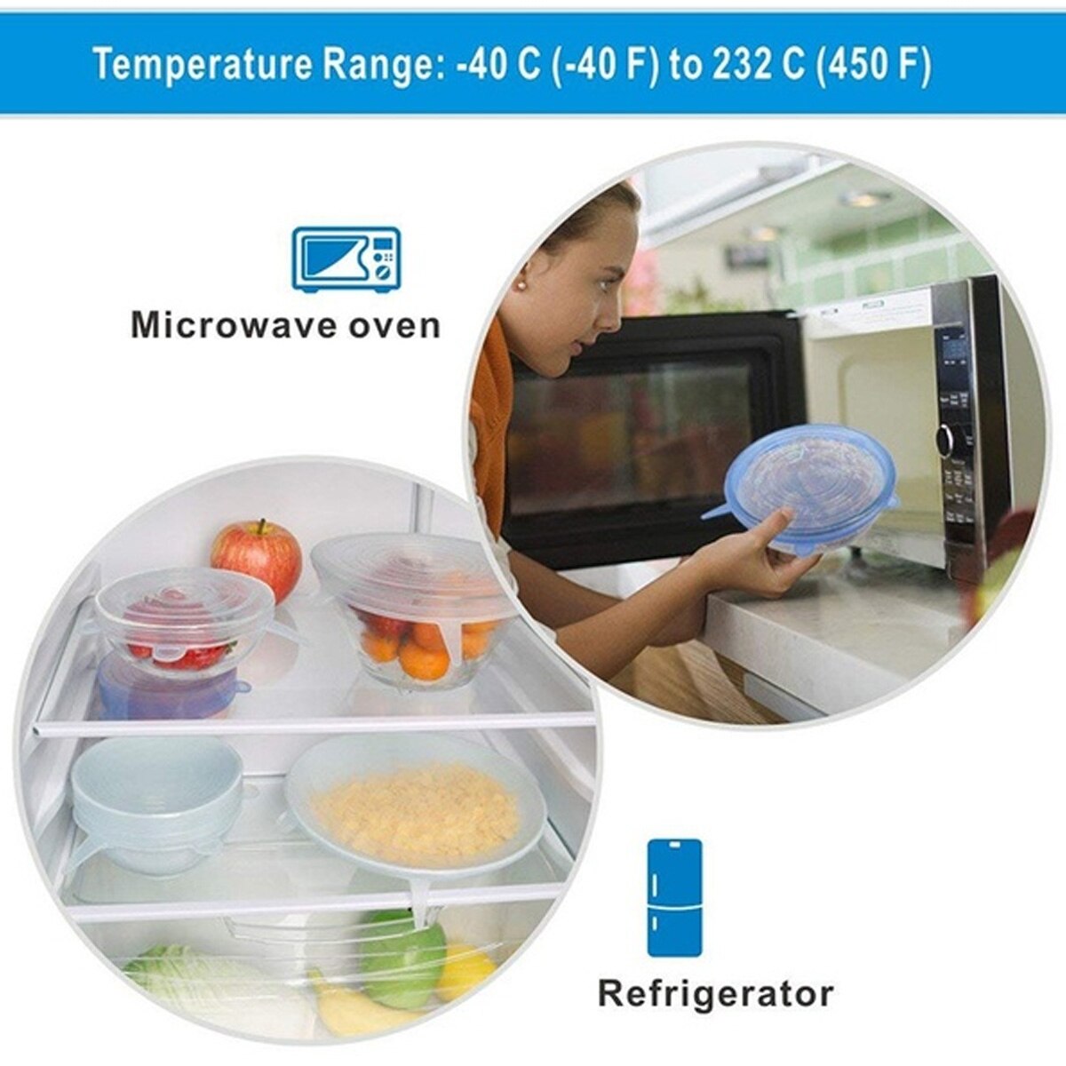 Tapa de silicona reutilizable para mantener fresco, cubiertas herméticas para comida, utensilios de cocina con tapa elástica para mantener fresco Bol sellado