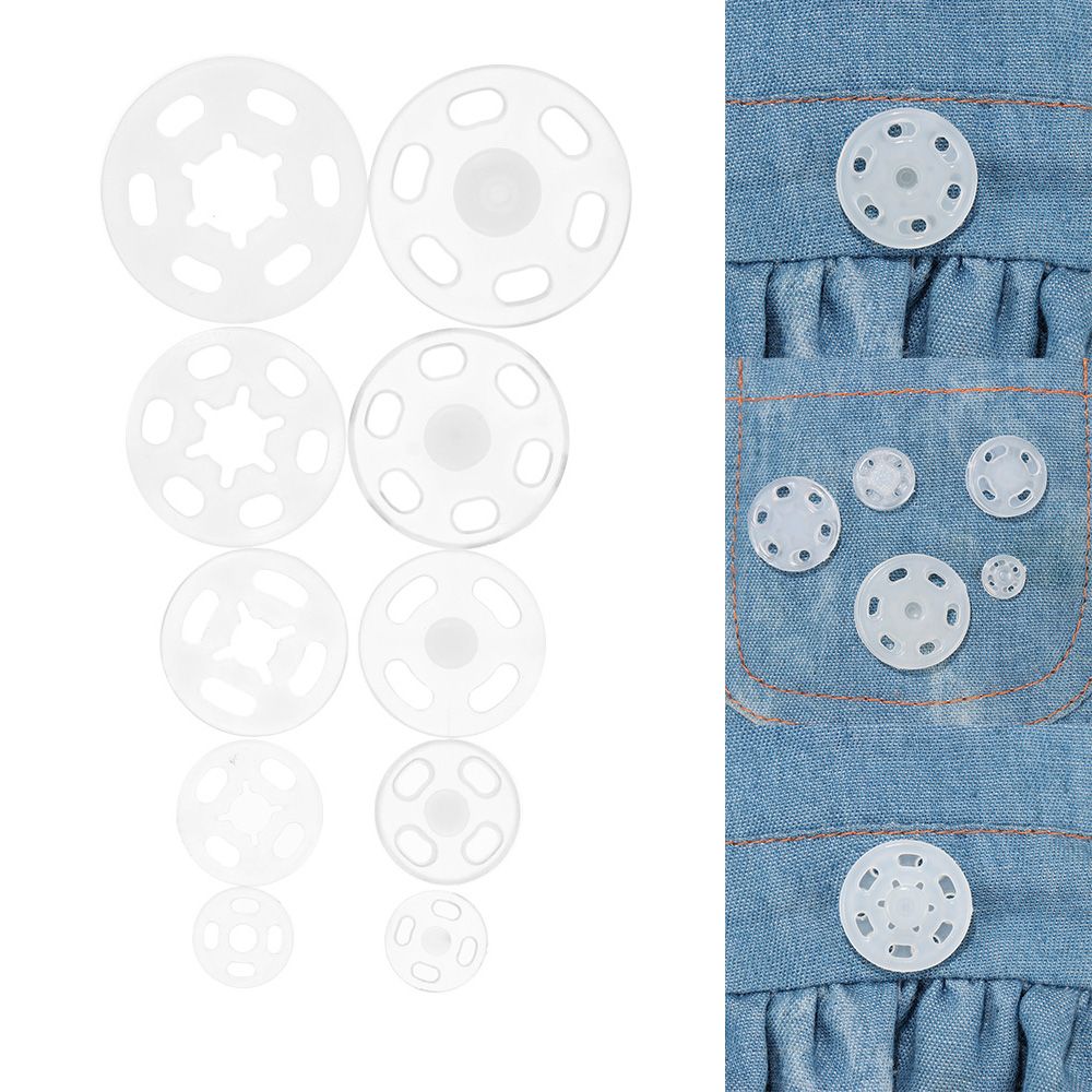 100Pcs ABS Plastic Invisible Round Snap Fasteners Press Button Transparent Flatback Stud Sewing Accessory DIY Handmade Crafts