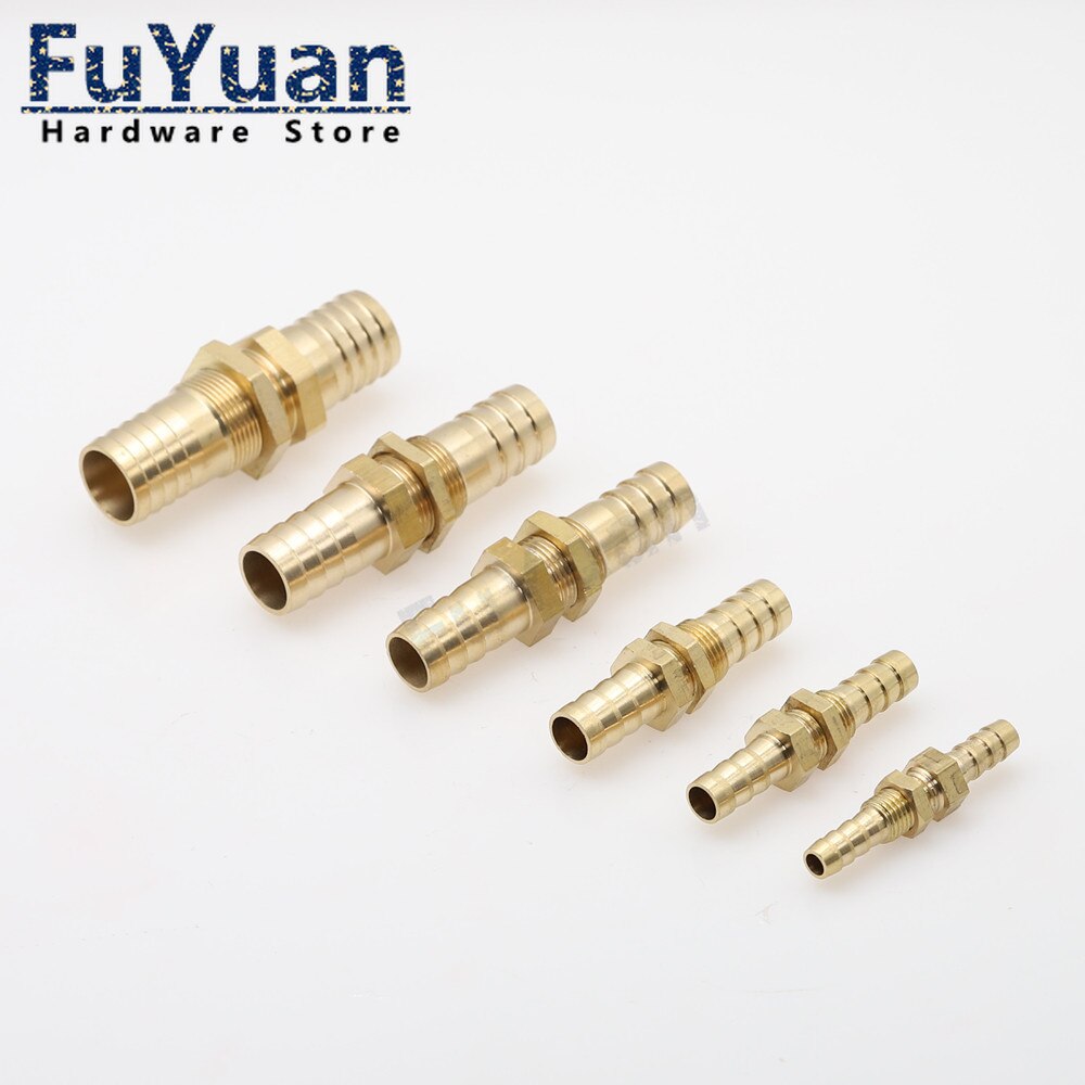 Raccord de Tube barbelé en laiton pour cloison 6/810/12/14/16/19mm, adaptateur de connecteur de coupleur de Tube barbelé pour carburant, gaz, eau, cuivre, 1 pièce