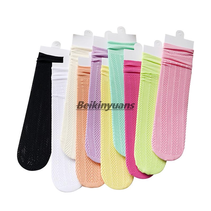 Lente, Zomer, hollow Out Ademende Meisjes Sok Mesh Baby Sokken Dunne Been Sokken In Snoep Kleuren Kind Hopen Sok