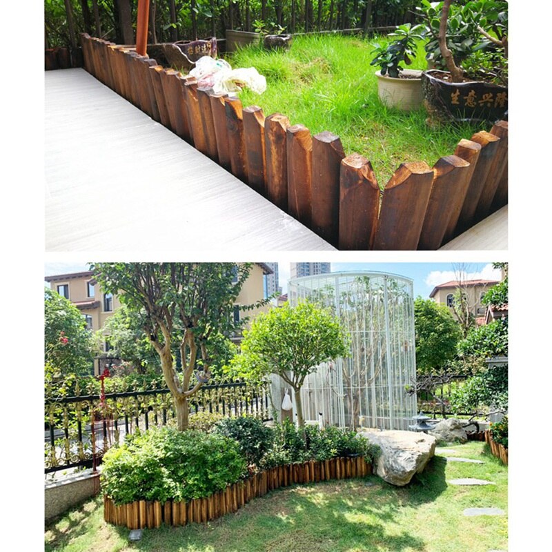Borde de rollo de troncos, fácil de enchufar, valla de jardín de madera, rollo de troncos, borde de puerta enrejada, accesorios de jardinería