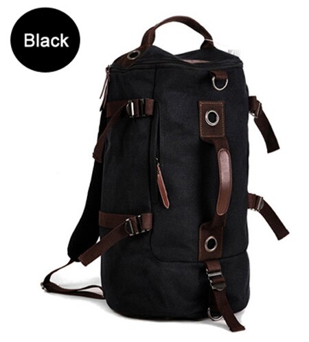 Mode Canvas heren reistas Bagage Tas Rugzak canvas mannen plunjezak overnight weekend bag schouder Tote: Black