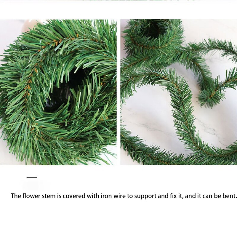 Pendant & Ornaments - 5.5M Pine Christmas Garland Orative Green Artificial Xmas Tree Rattan 2Pcs